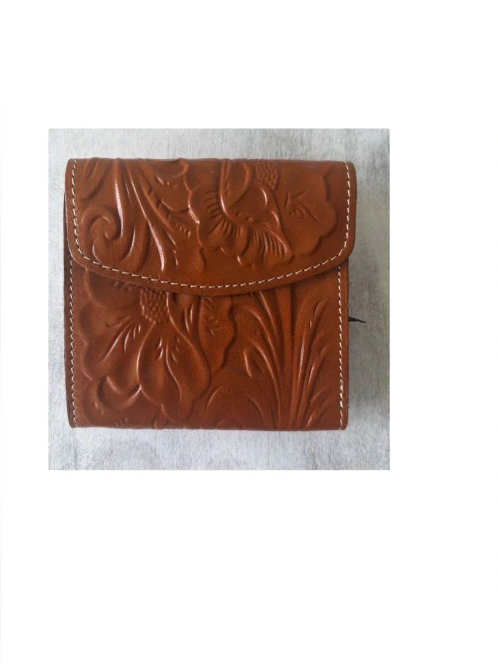PATRICIA NASH Reiti Bi-Fold Tooled Cognac Brown Leather RFID Wallet NEW